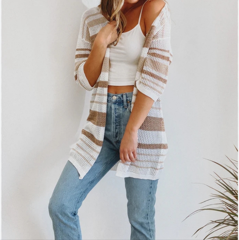 WISHLIST Open Front Striped Cardigan Size S/M